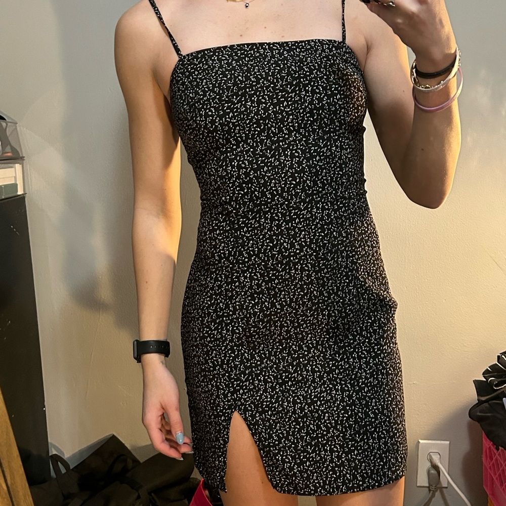 Black with white speckles Mini dress